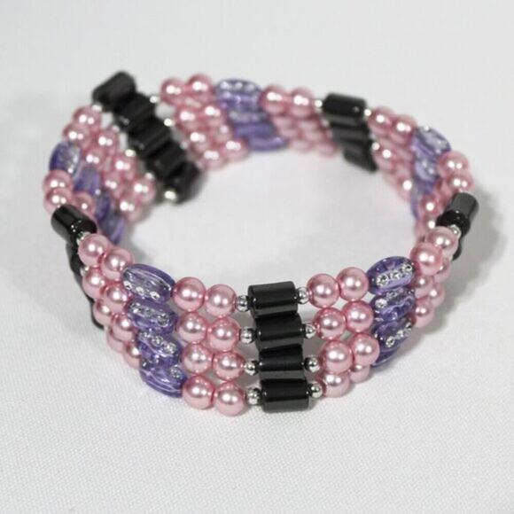Hawaiian Volcanic Lava Magnetic Pink Purple Necklace / Bracelet - Picture 5 of 12